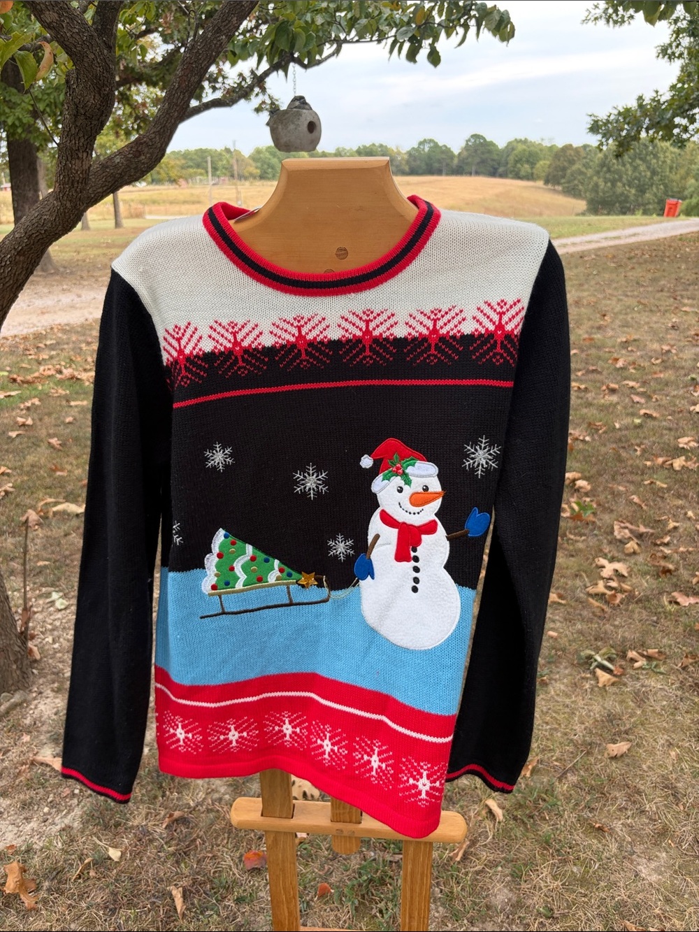 Women’s Black & Red Snowman Holiday Sweater